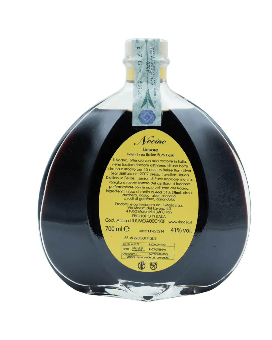 Nocino Belize Rum Cask Finish con Scatola di Legno